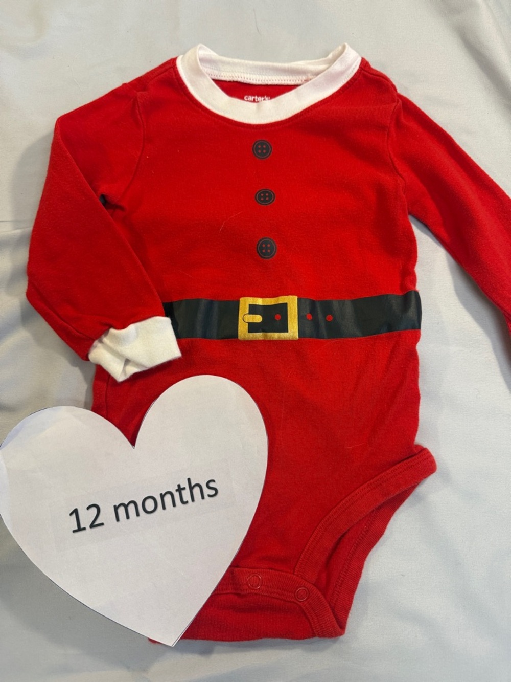 Carter's - long sleeve Santa designed onesie top.  Size 12 months